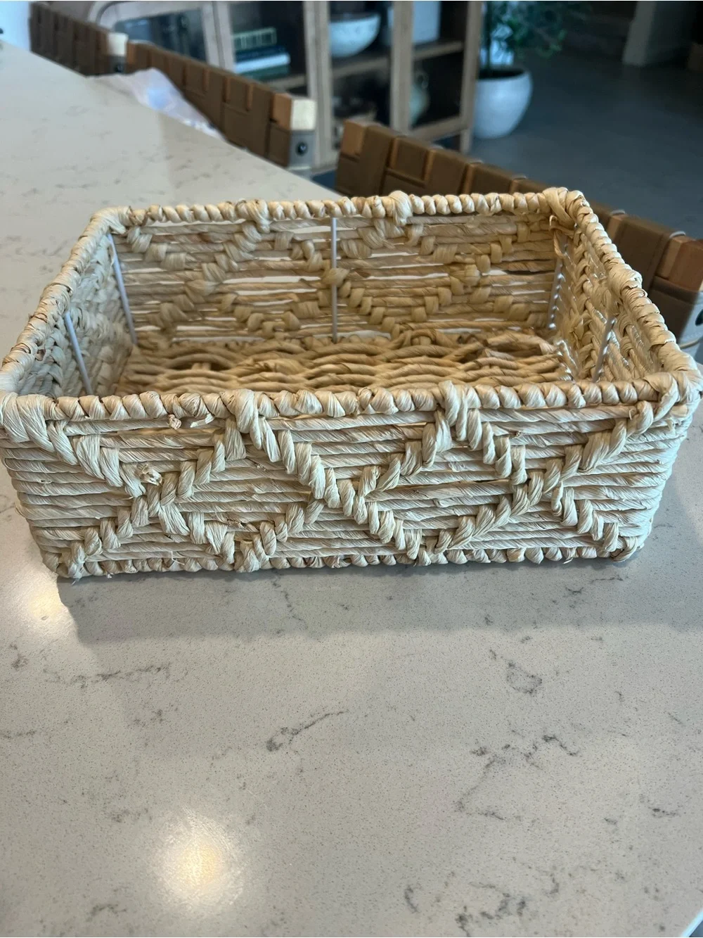 Small Woven Rectangular Storage Basket - Light Natural Color
